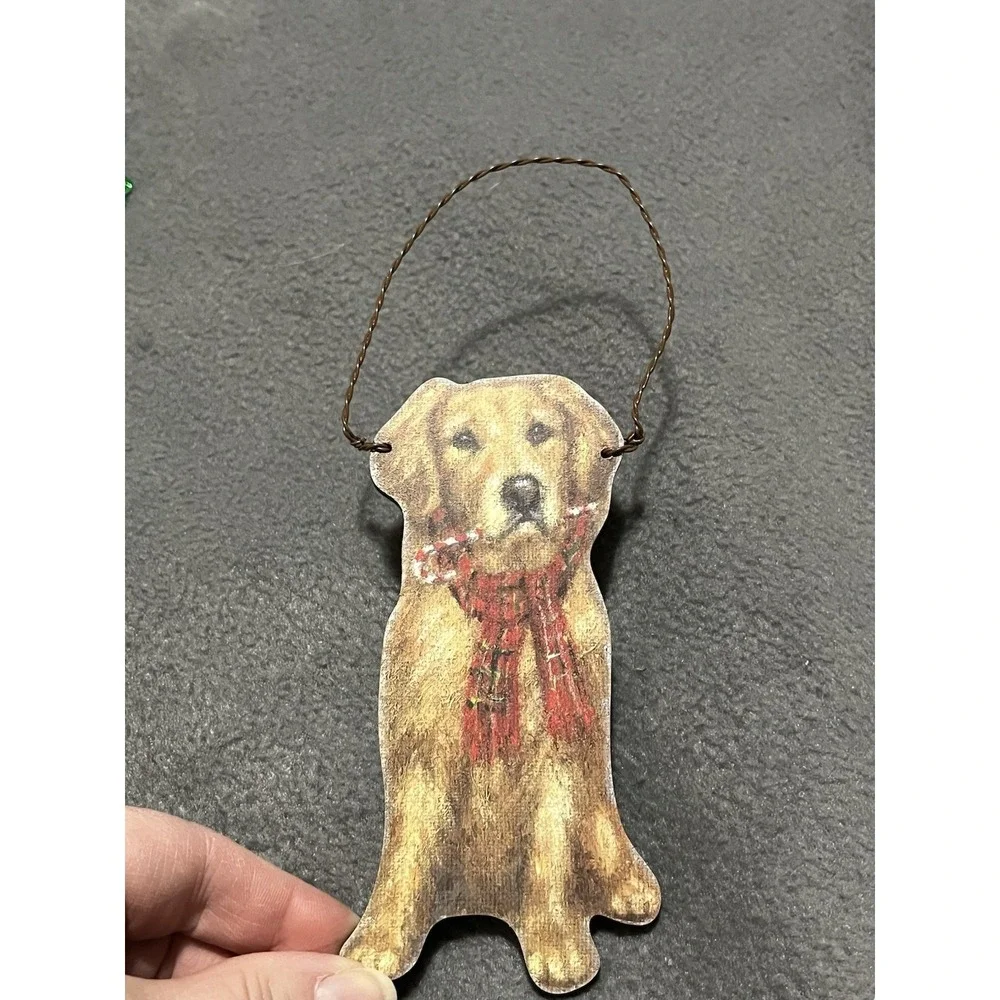 CHRISTMAS SHOPPE ~ BY KATHY‎ ~ GOLDEN LABRADOR RETRIEVER WOOD ORNAMENT